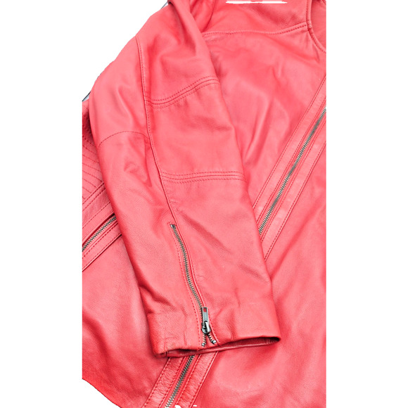 VTG Wilsons Leather Jacket Red Women's Size 3X Zip Front Zip Pocket & Sleeves - Picture 7 of 13